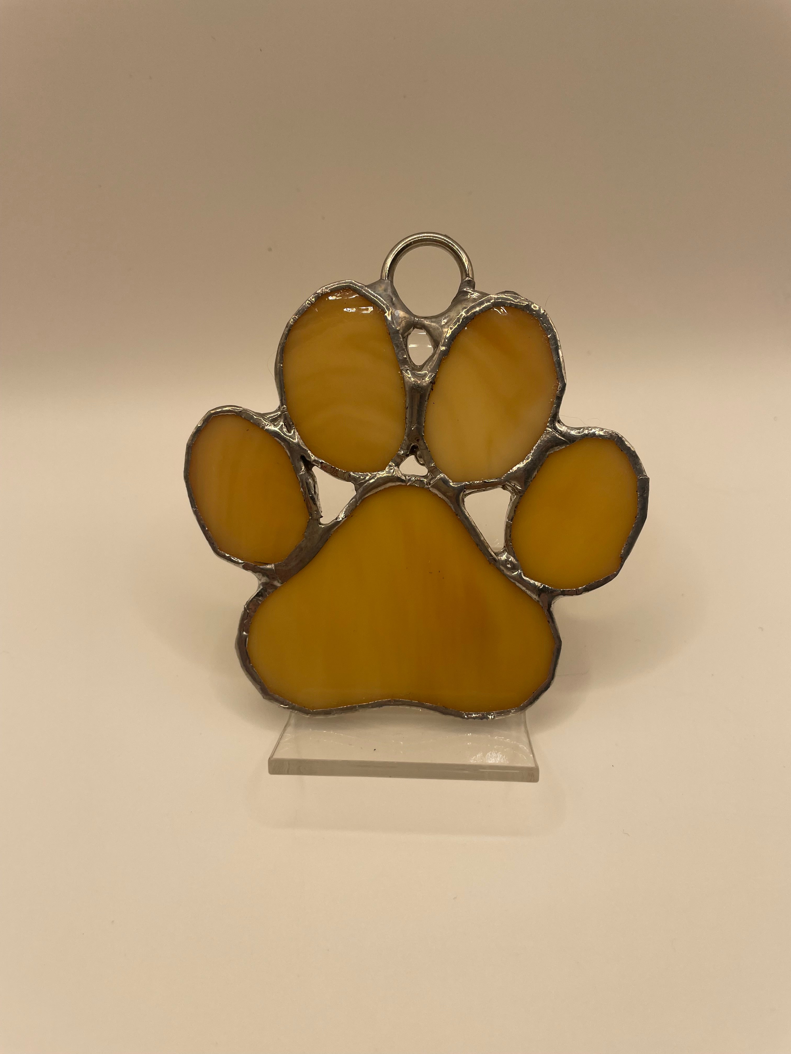 Dog Paw Stained Glass Sun Catcher